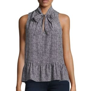 JOIE Estero Sleeveless Herringbone Silk Top, Black